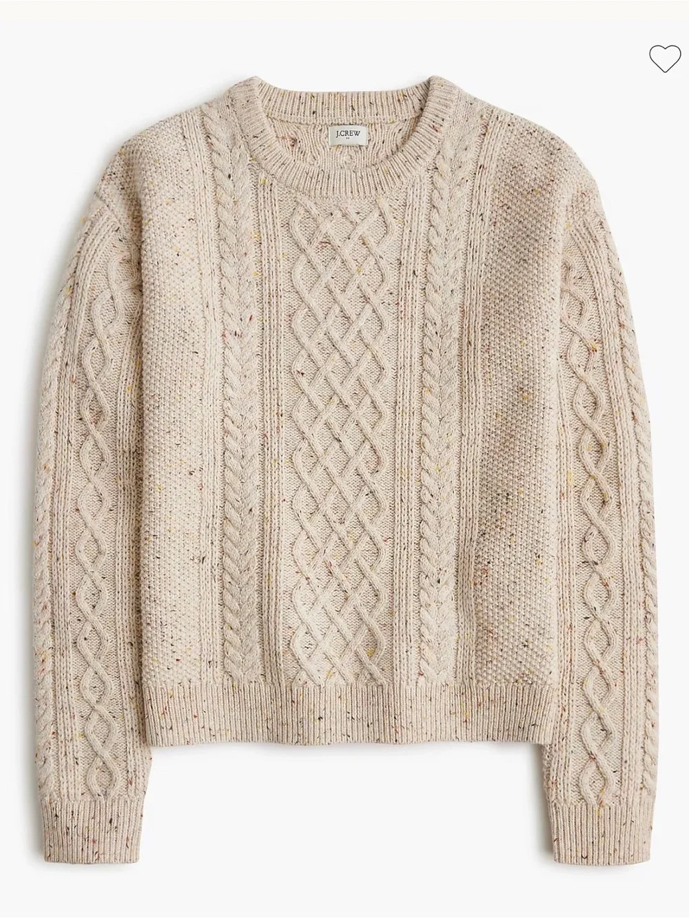 J. Crew cream oatmeal Donegal cable crewneck sweater Small